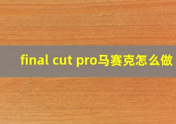 final cut pro马赛克怎么做